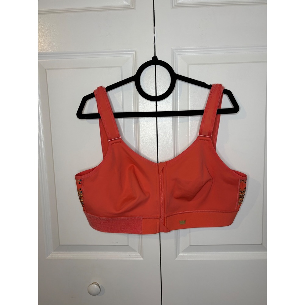 SHEFIT Flex Sports Bra Coral Leopard Dragonfly Zip Front Adjustable 2Luxe